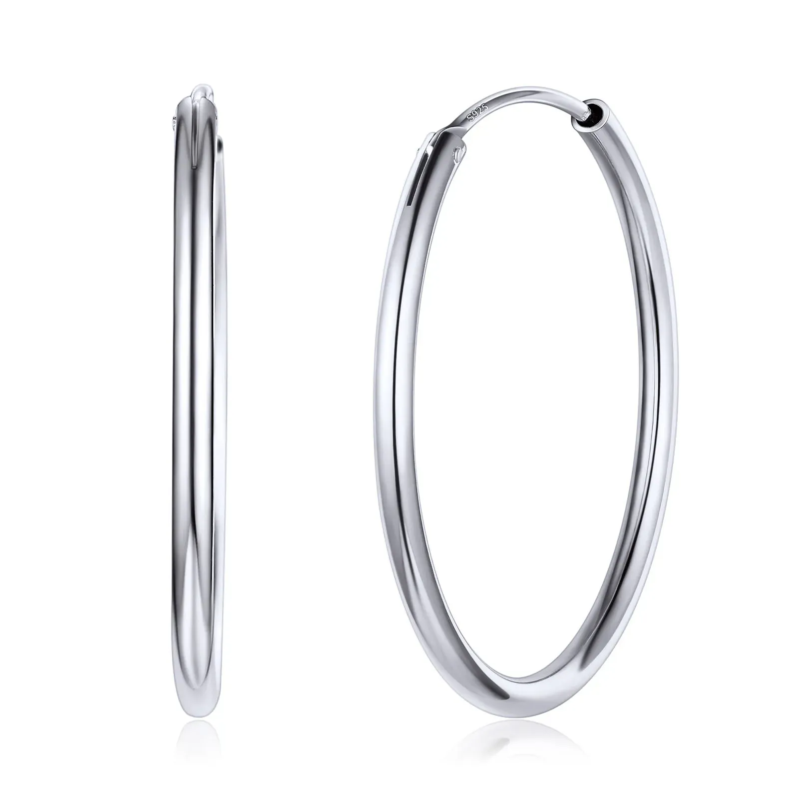 Créoles Rondes en Argent Sterling 925 pour Femmes  Argenté 30mm