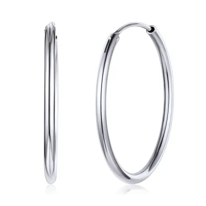 Créoles Rondes en Argent Sterling 925 pour Femmes  Argenté 30mm