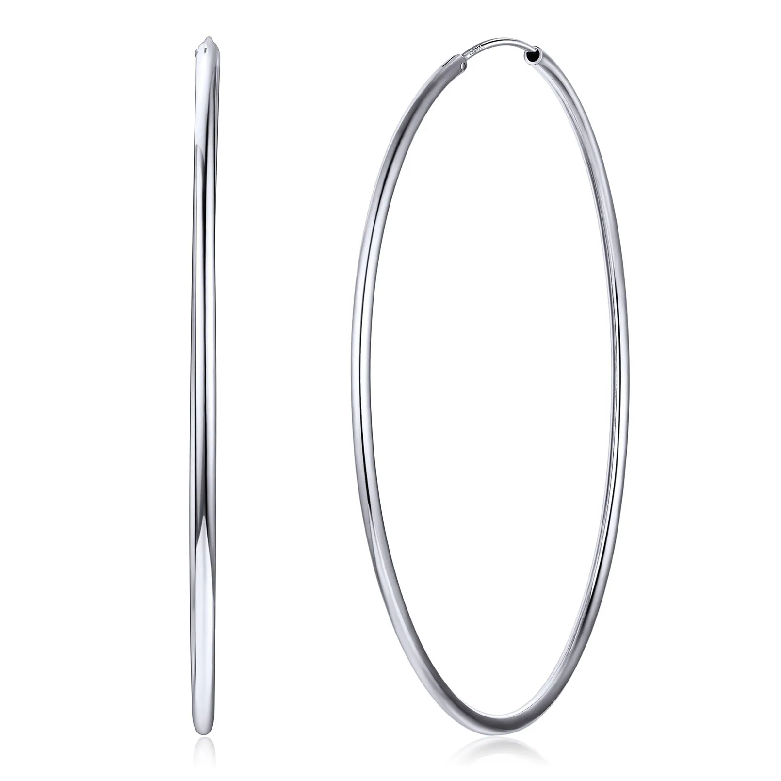 Créoles Rondes en Argent Sterling 925 pour Femmes Argenté 70mm