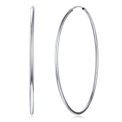 Créoles Rondes en Argent Sterling 925 pour Femmes Argenté 70mm