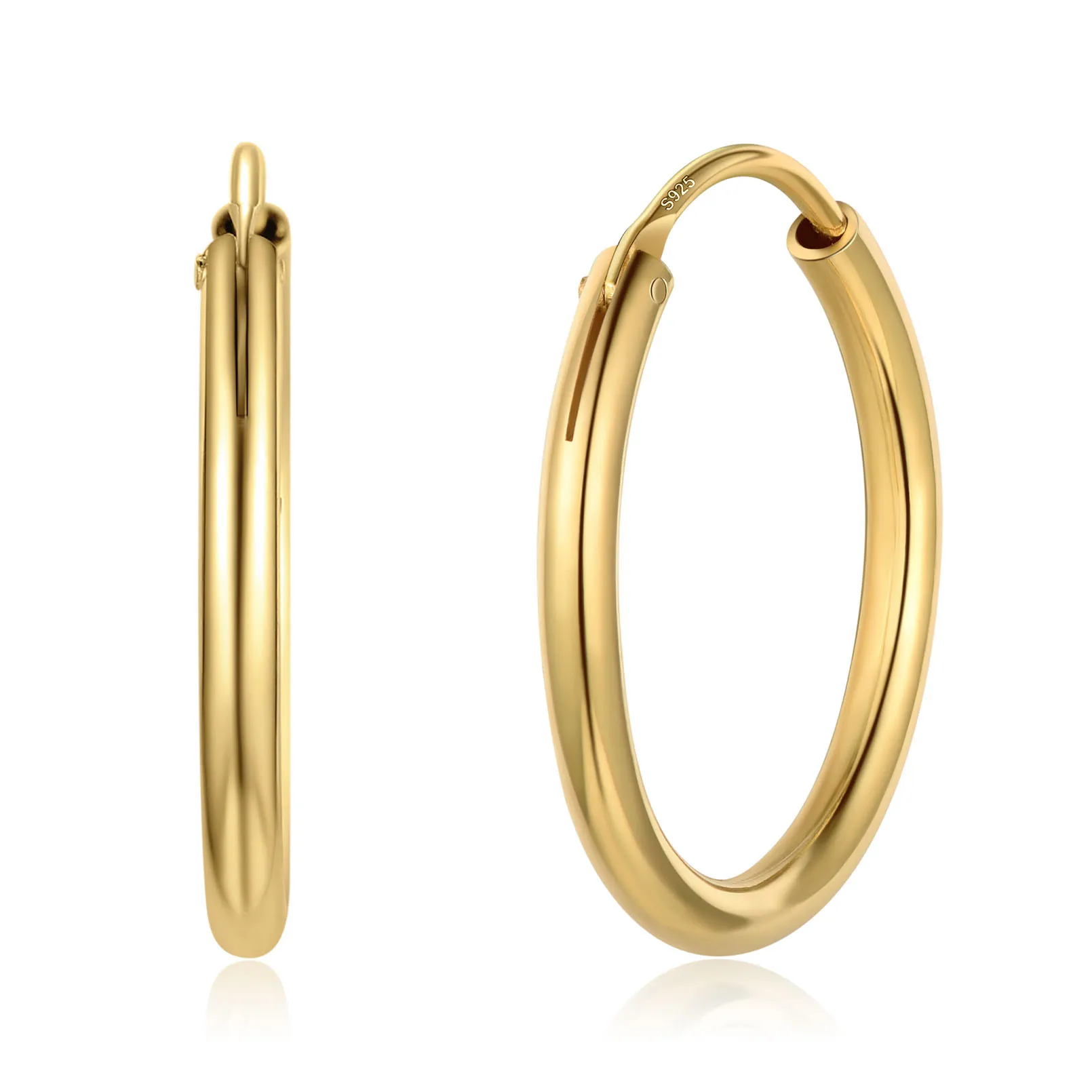 Créoles Rondes en Argent Sterling 925 pour Femmes Or 20mm