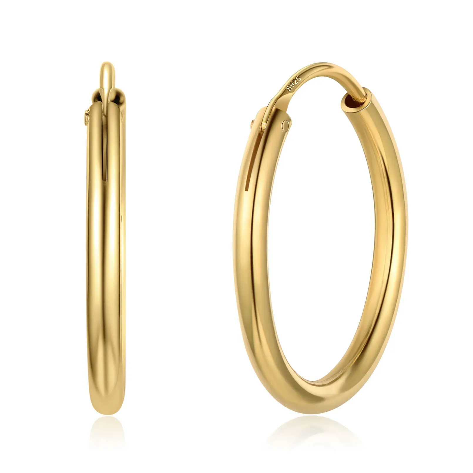 Créoles Rondes en Argent Sterling 925 pour Femmes Or 20mm