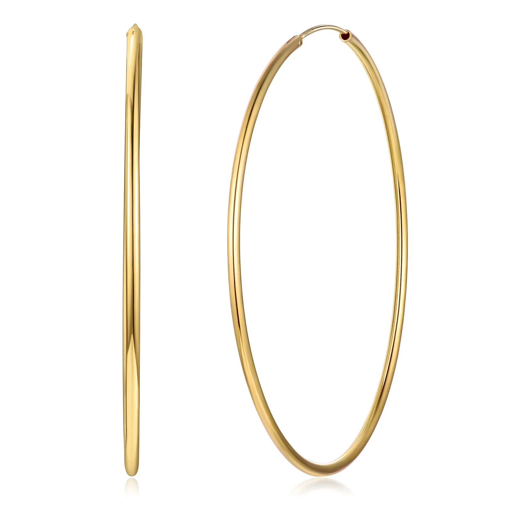 Créoles Rondes en Argent Sterling 925 pour Femmes Or 70mm