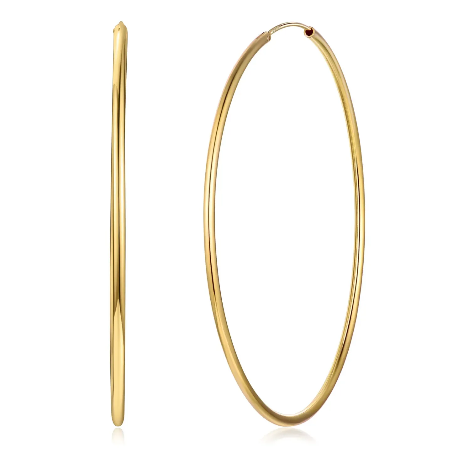 Créoles Rondes en Argent Sterling 925 pour Femmes Or 70mm