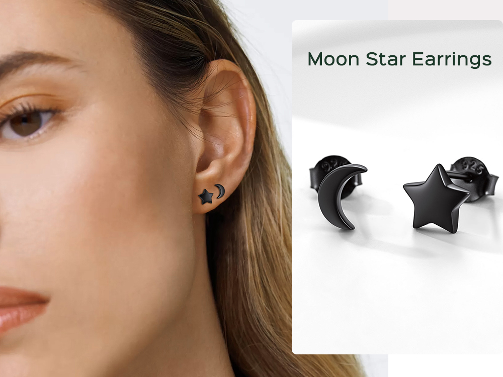 Boucles d’Oreilles Étoile et Lune