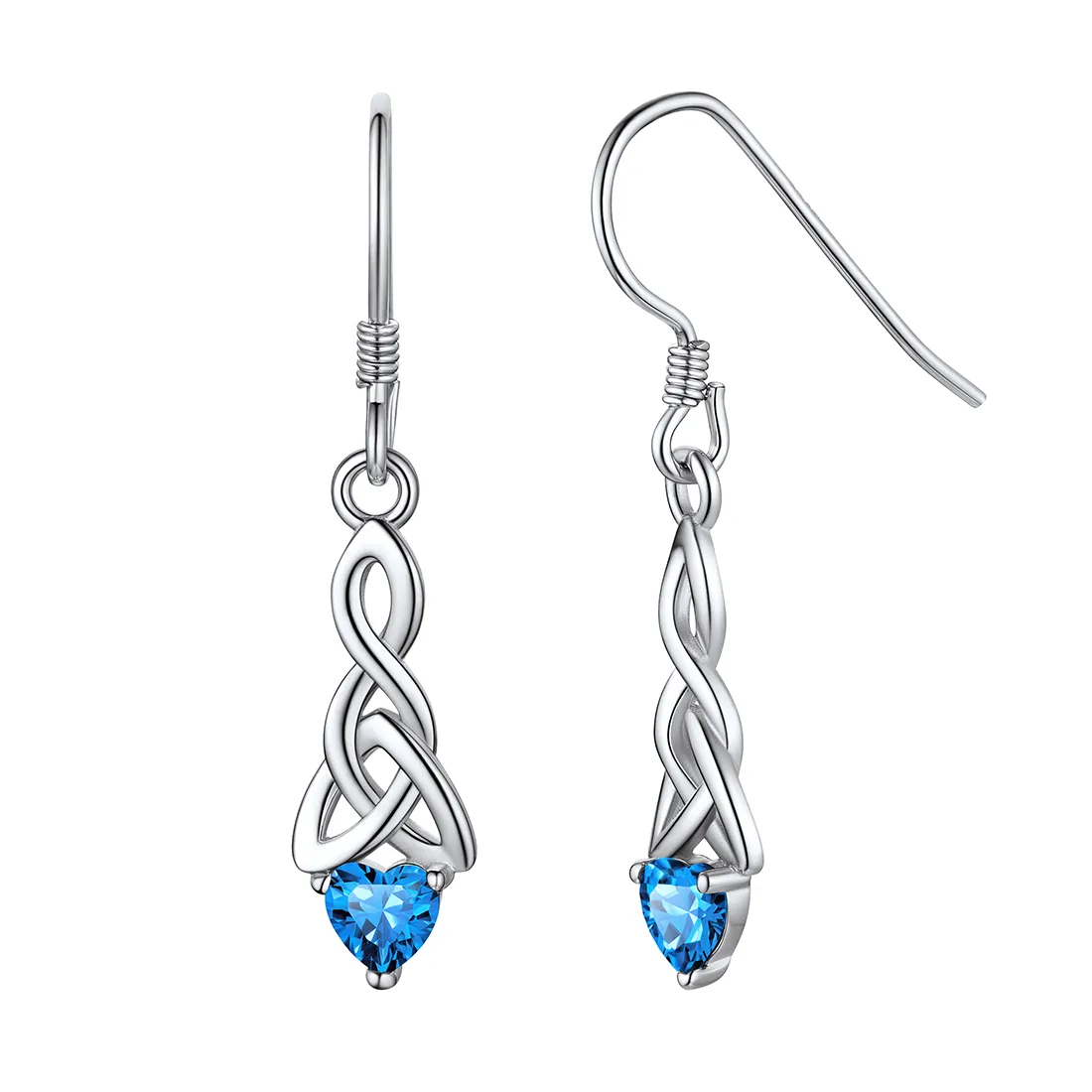 Boucles d’Oreilles Pendantes Nœud Celtique avec Pierre de Naissance Décembre - Tanzanite