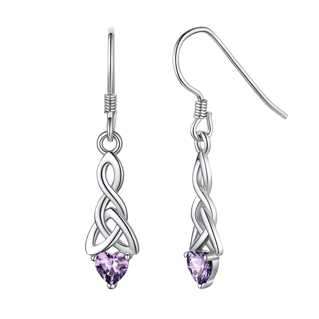 Boucles d’Oreilles Pendantes Nœud Celtique avec Pierre de Naissance Juin - Alexandrite