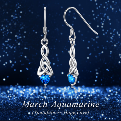 Boucles d’Oreilles Pendantes Nœud Celtique avec Pierre de Naissance 