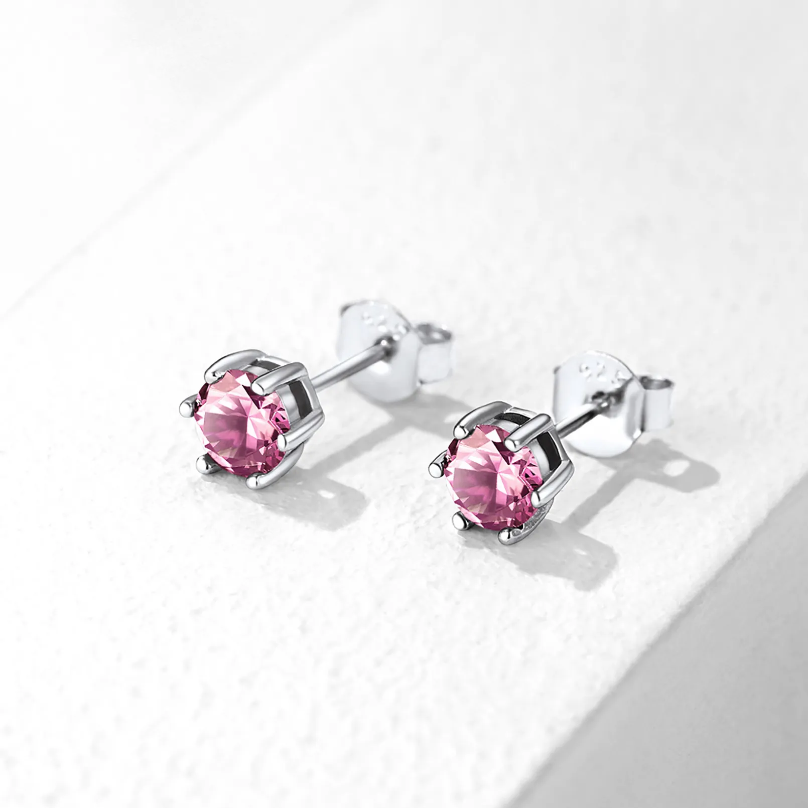 Boucles d’Oreilles Rondes en Argent Sterling avec Pierre de Naissance pour Femme