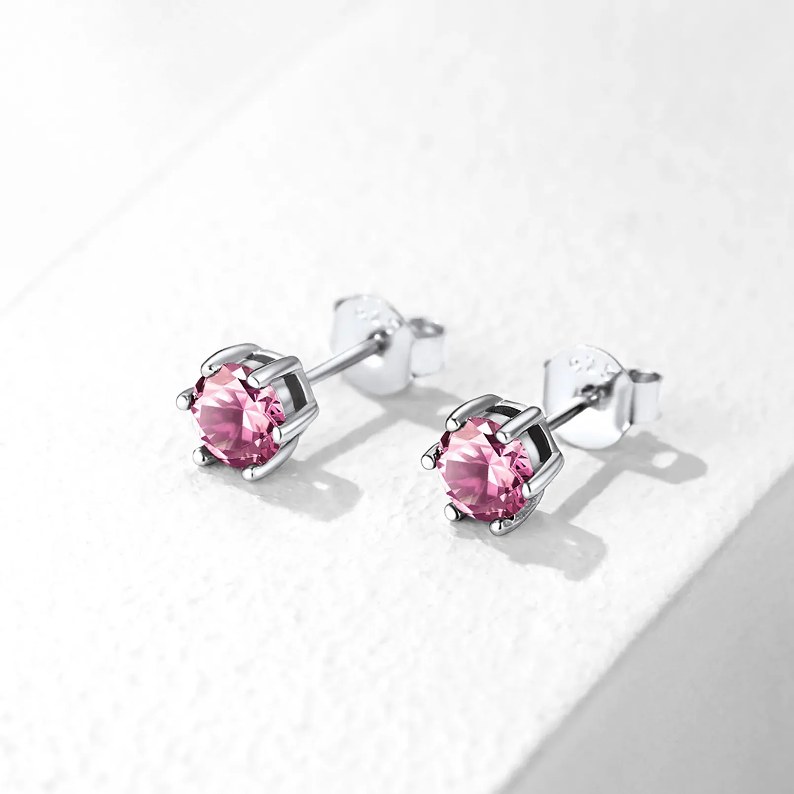 Boucles d’Oreilles Rondes en Argent Sterling avec Pierre de Naissance pour Femme