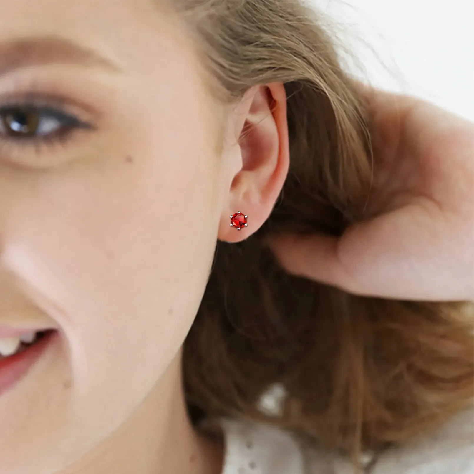 Boucles d’Oreilles Rondes avec Pierre de Naissance