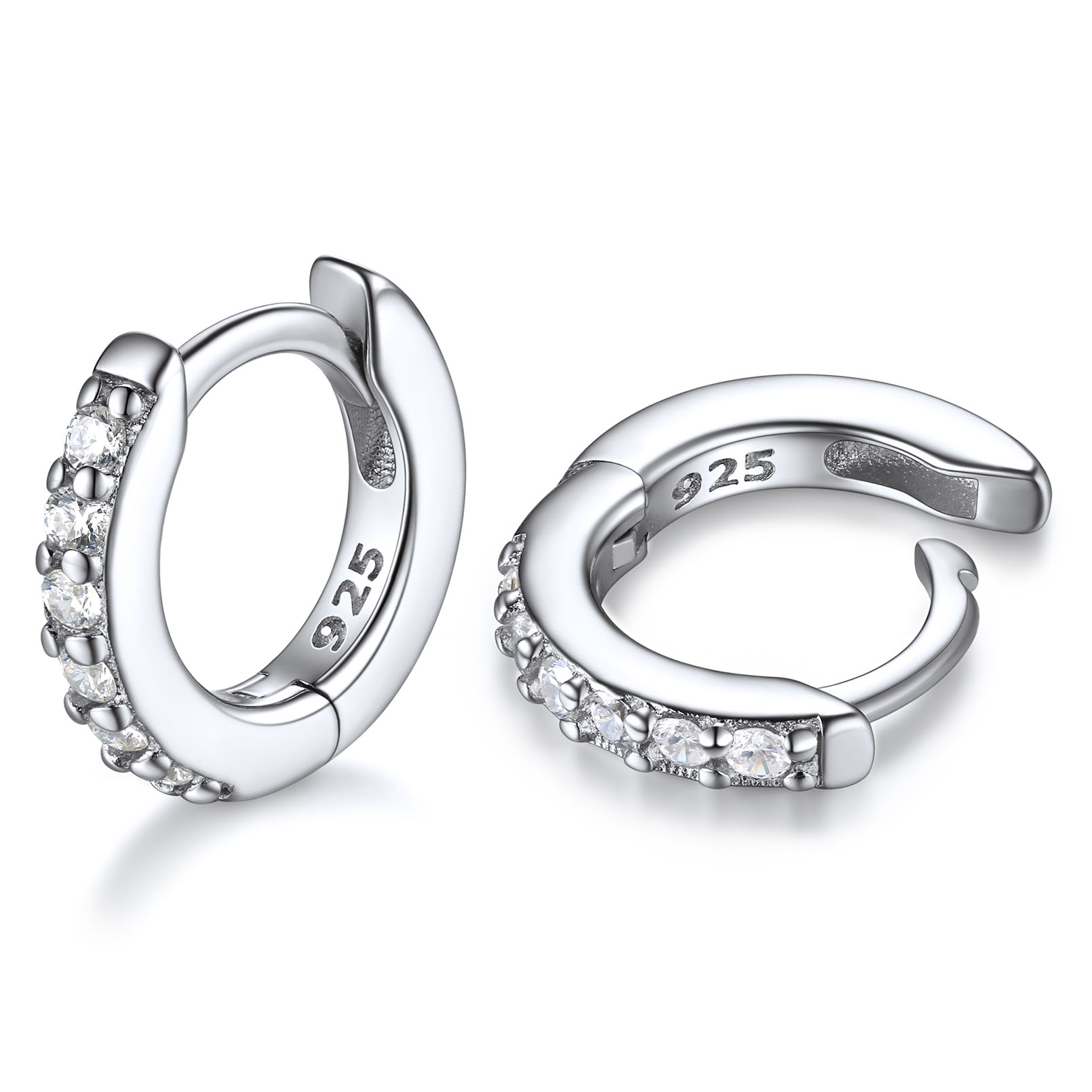 Créoles Argent 925 avec Zirconia – 6/8/10mm pour Femme