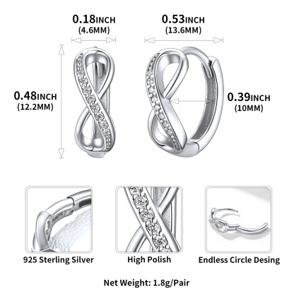 Créoles Infini en Argent Sterling 925 pour Femme Taille
