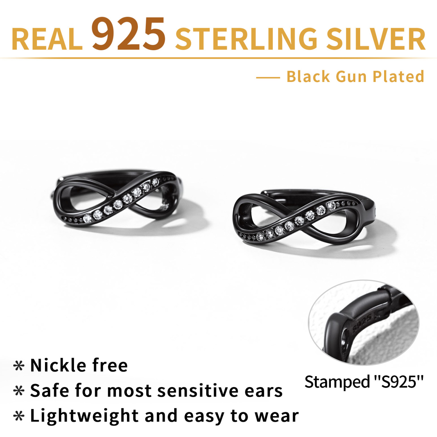 Créoles Infini en Argent Sterling 925 pour Femme Détail