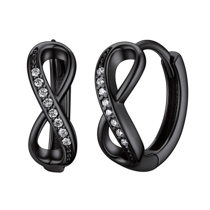 Créoles Infini en Argent Sterling 925 pour Femme Noir