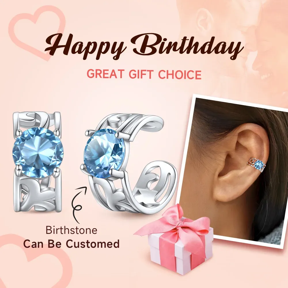 Boutons d’Oreilles Non Percées avec Pierre de Naissance Cadeau