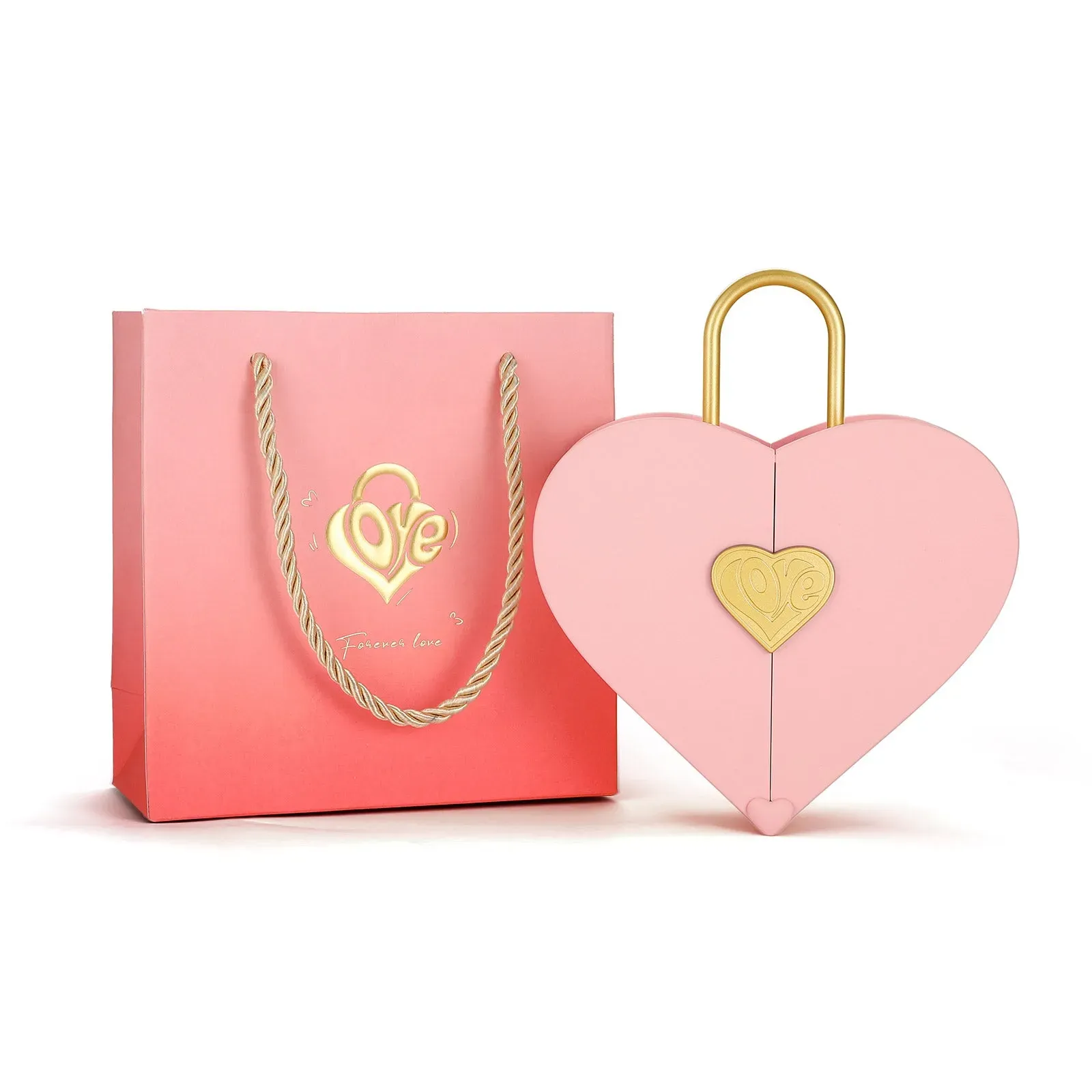 Boîte à Bijoux Cœur Verrouillé Concentrique Rose