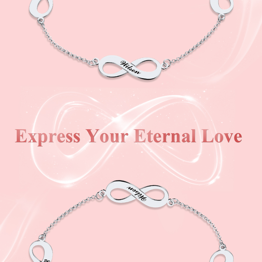 Bracelet de Cheville Personnalisé Infini avec Noms Gravés  Cadeau pour Femme