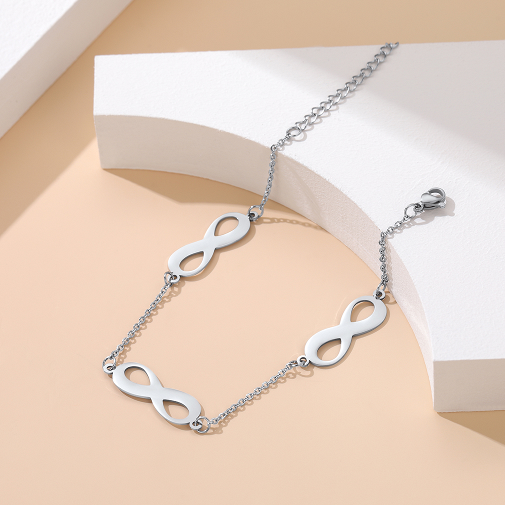 Bracelet de Cheville Infini Gravé Personnalisé pour Femme Argenté