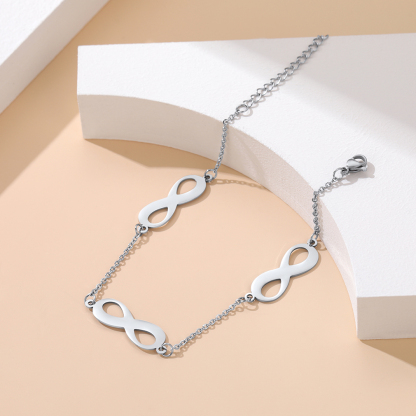 Bracelet de Cheville Infini Gravé Personnalisé pour Femme Argenté