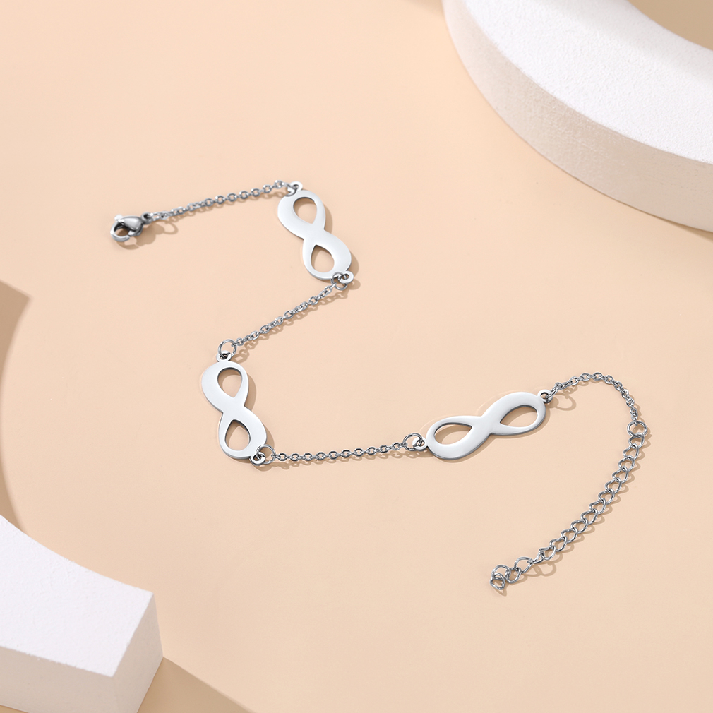 Bracelet de Cheville Infini Gravé Argenté