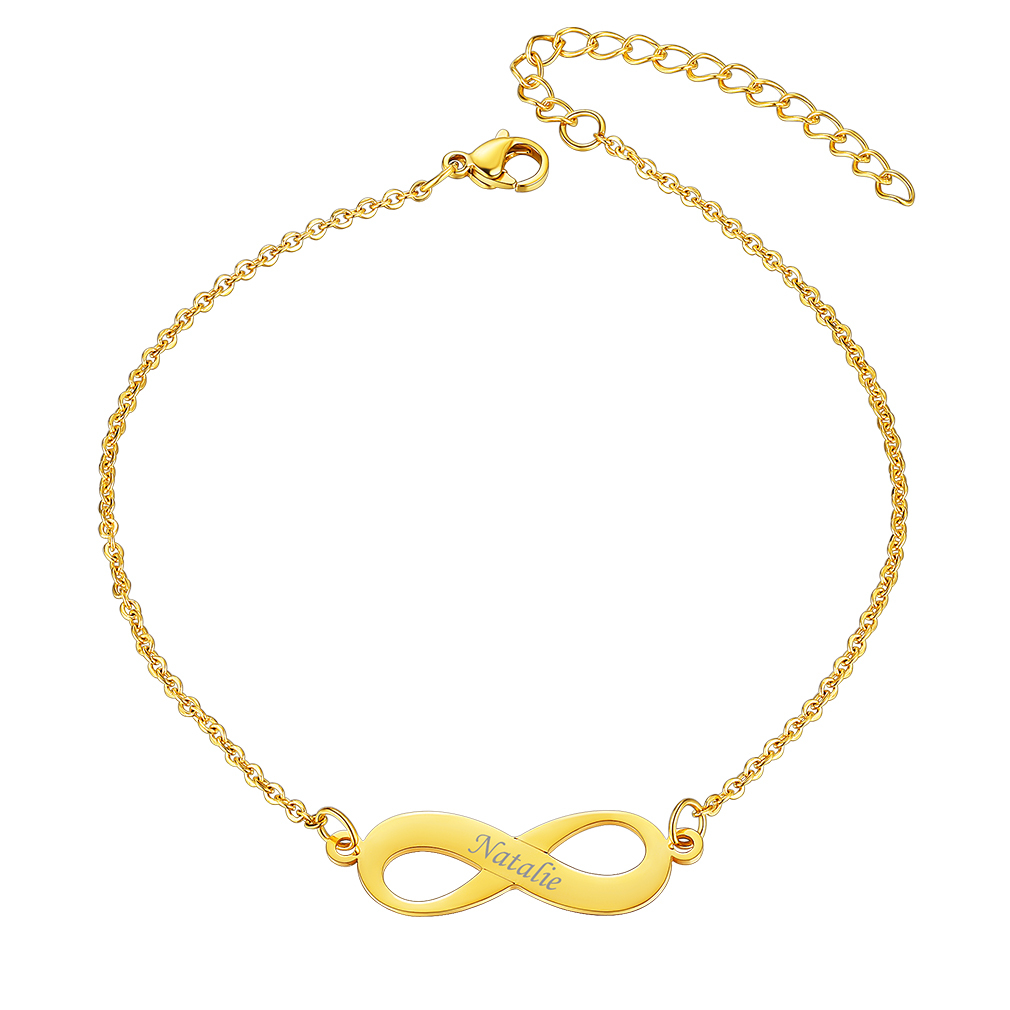 Bracelet de Cheville Infini Gravé Personnalisé pour Femme Or
