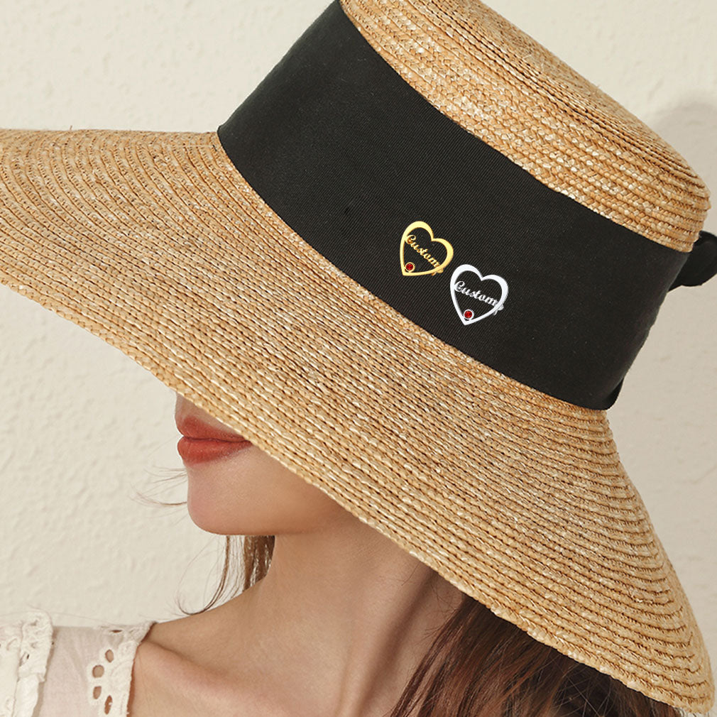 Broche Cœur Personnalisée avec Prénom et Pierre de Naissance Décoration