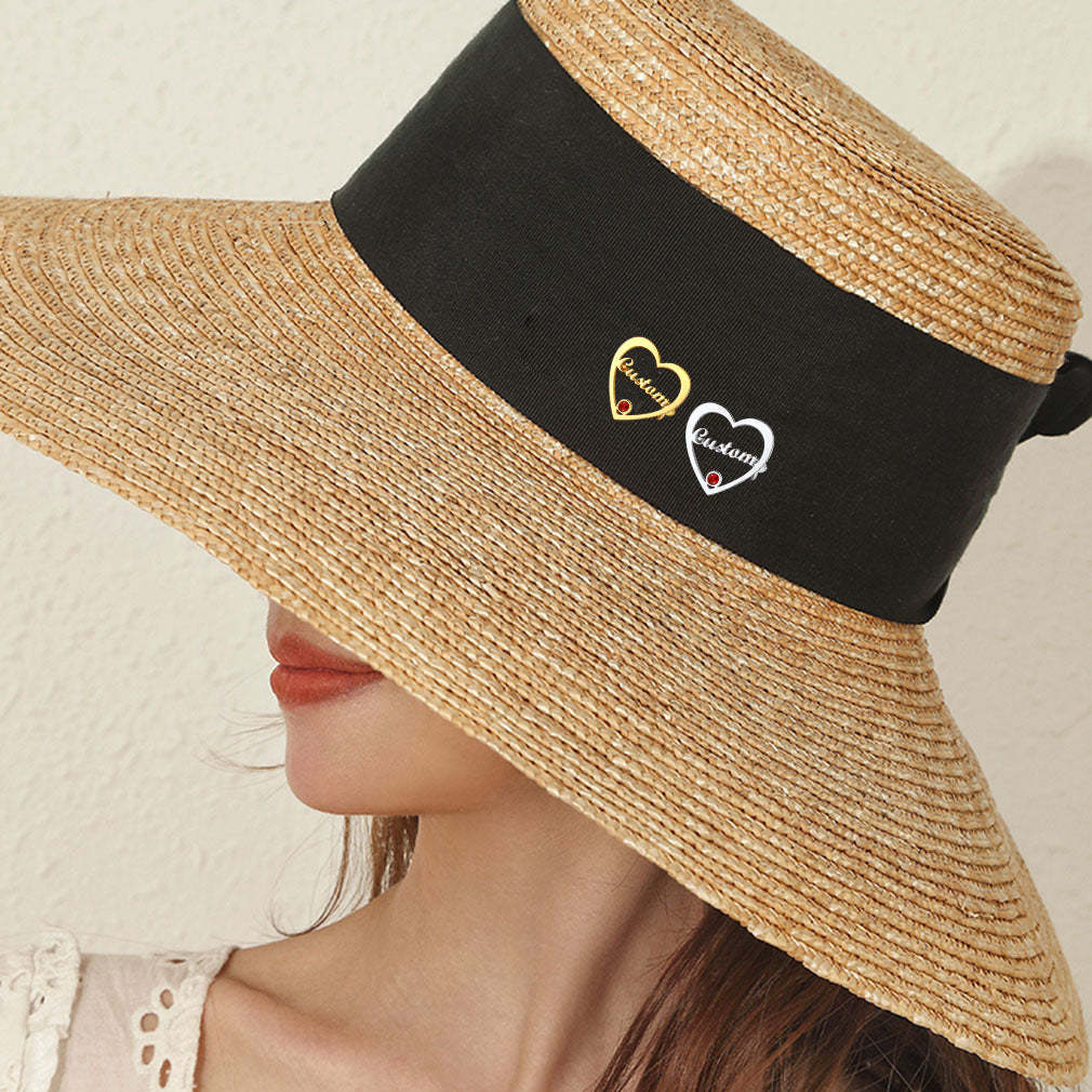 Broche Cœur Personnalisée avec Prénom et Pierre de Naissance Décoration