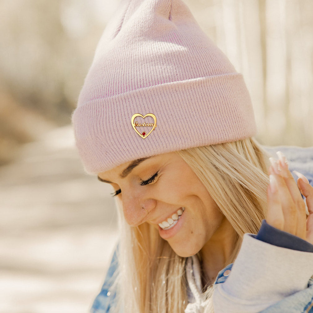 Broche Cœur Personnalisée avec Pierre de Naissance