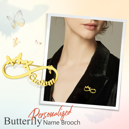 Broche Papillon Infini avec Prénom pour Femme