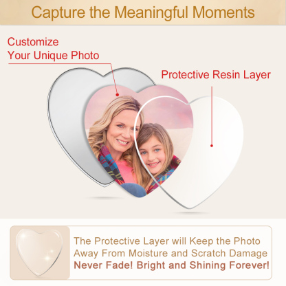 Épingles à Broche Cœur Personnalisées avec Photo pour Bouquet de Mariage Protective