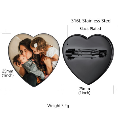 Épingles à Broche Cœur Personnalisées avec Photo pour Bouquet de Mariage Taille