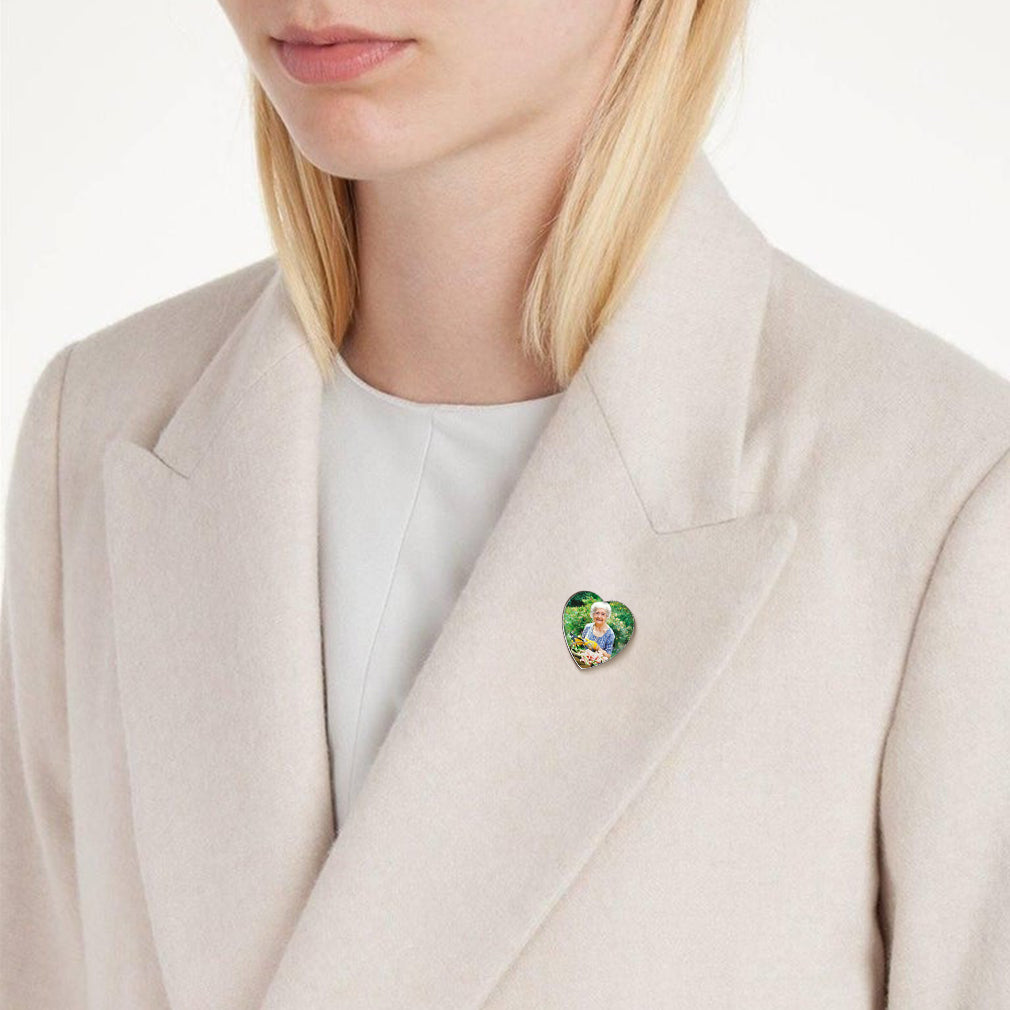 Épingles à Broche Cœur Personnalisées avec Photo pour Bouquet de Mariage pour Femme