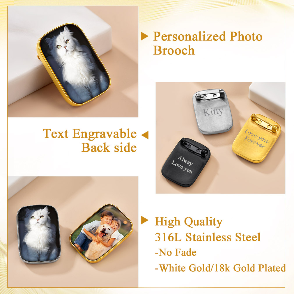 Broche Rectangle Personnalisée avec Photo  Détail