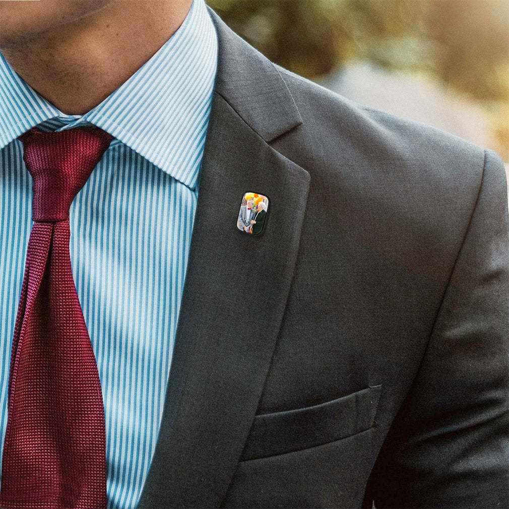 Broche Rectangle Personnalisée pour Bouquet de Mariage