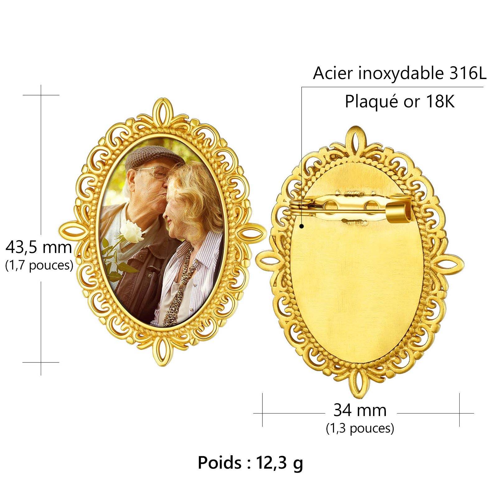 Épingles à Broche Personnalisées avec Photo pour Mariage Taille
