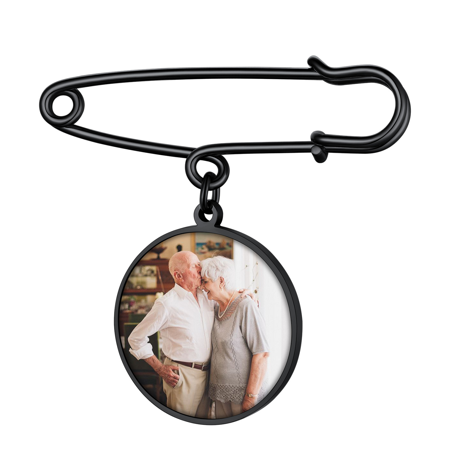 Broche Photo Personnalisée en Acier Inoxydable pour Mariage Noir 1 Charm