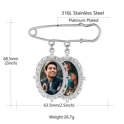 Broches Personnalisées Photo pour Bouquet Taille 2 Charms