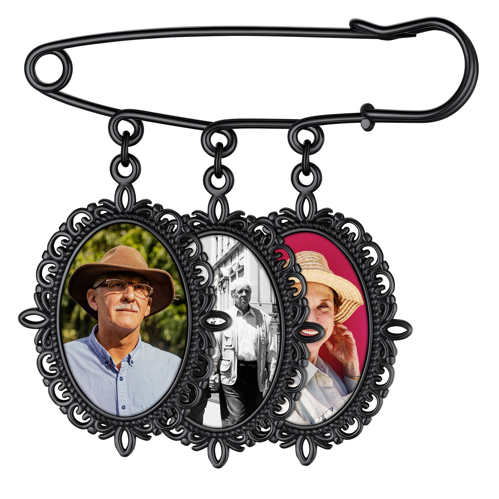 Broches Personnalisées Photo pour Bouquet Noir 3 Charms