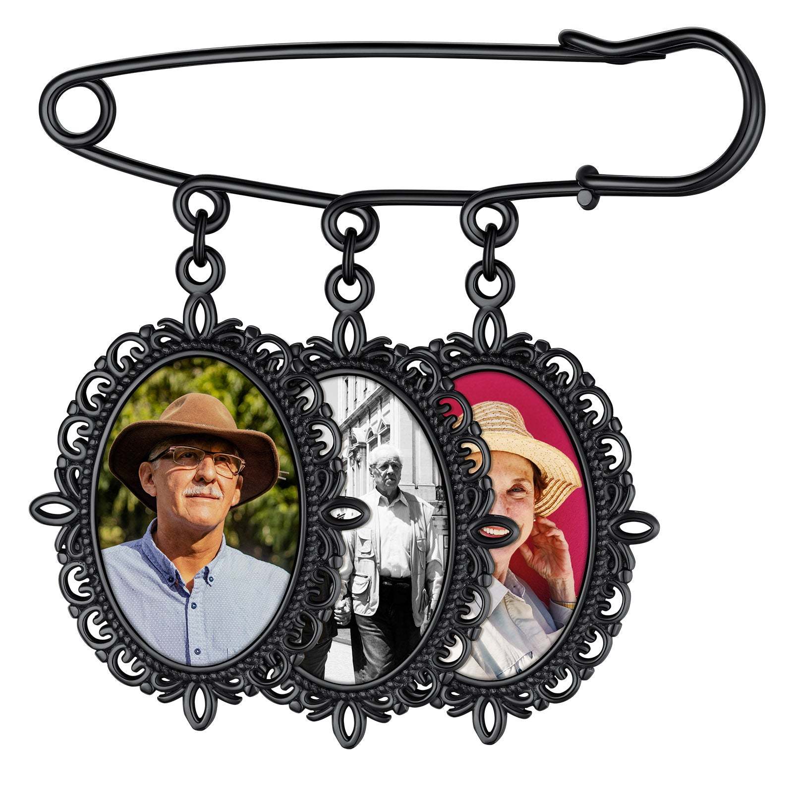 Broches Personnalisées Photo pour Bouquet Noir 3 Charms