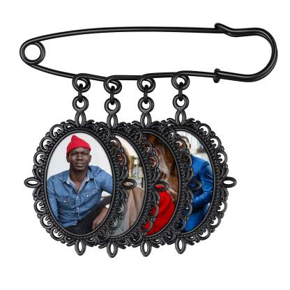Broches Personnalisées Photo pour Bouquet Noir 4 Charms