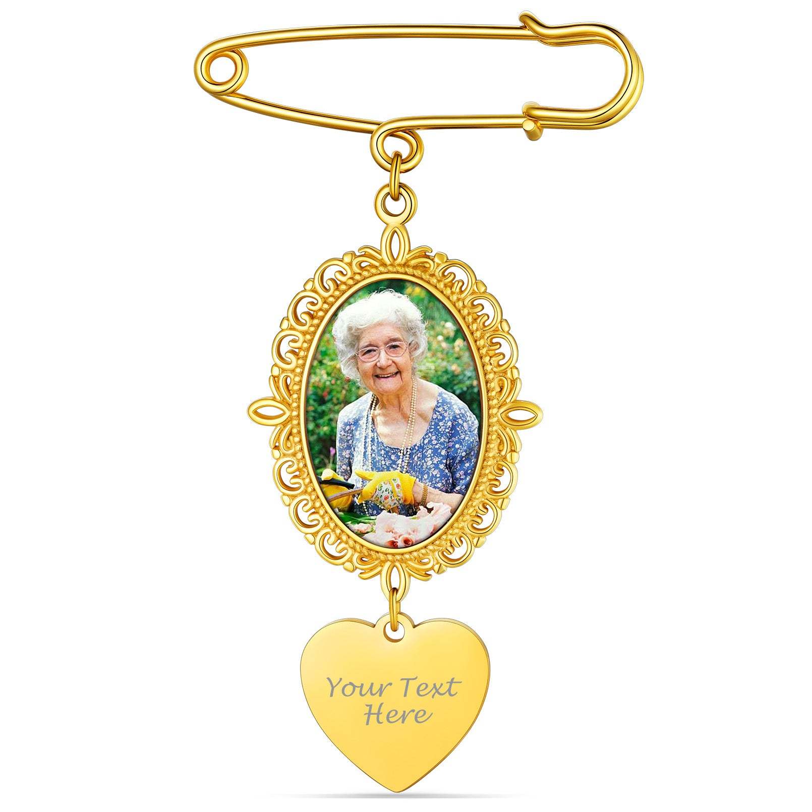 Broches Épingles Personnalisées avec Photo pour Mariage Or