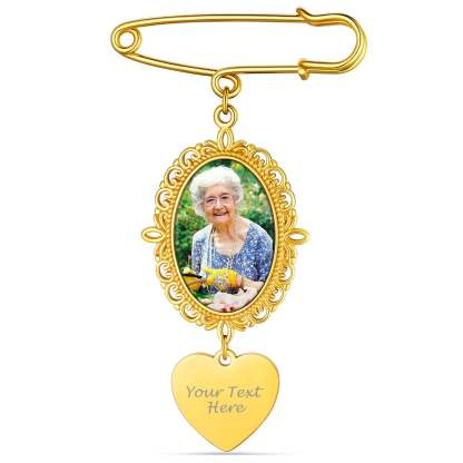 Broches Épingles Personnalisées avec Photo pour Mariage Or