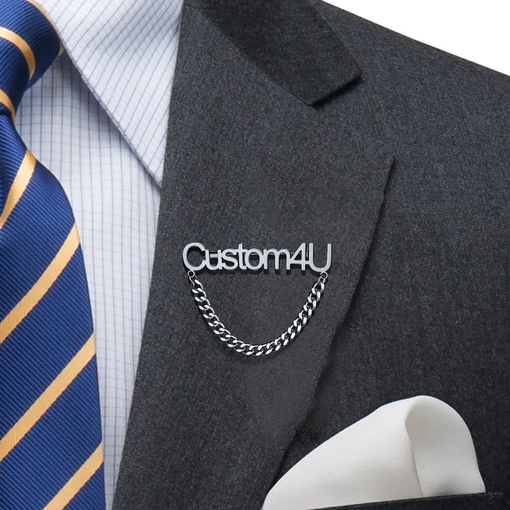 Broche Personnalisée en Acier Inoxydable avec Nom