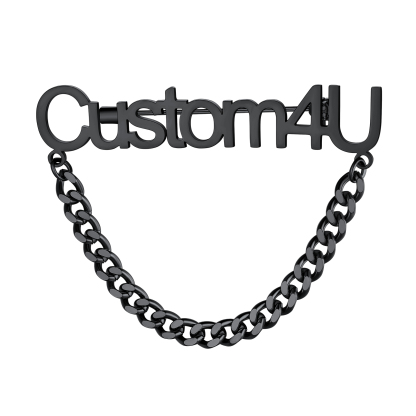 Broche Personnalisée en Acier Inoxydable avec Nom pour Cadeaux Unique Noir