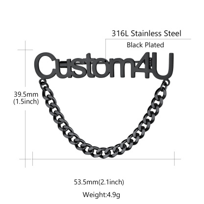 Broche Personnalisée en Acier Inoxydable avec Nom pour Cadeaux Unique Taille