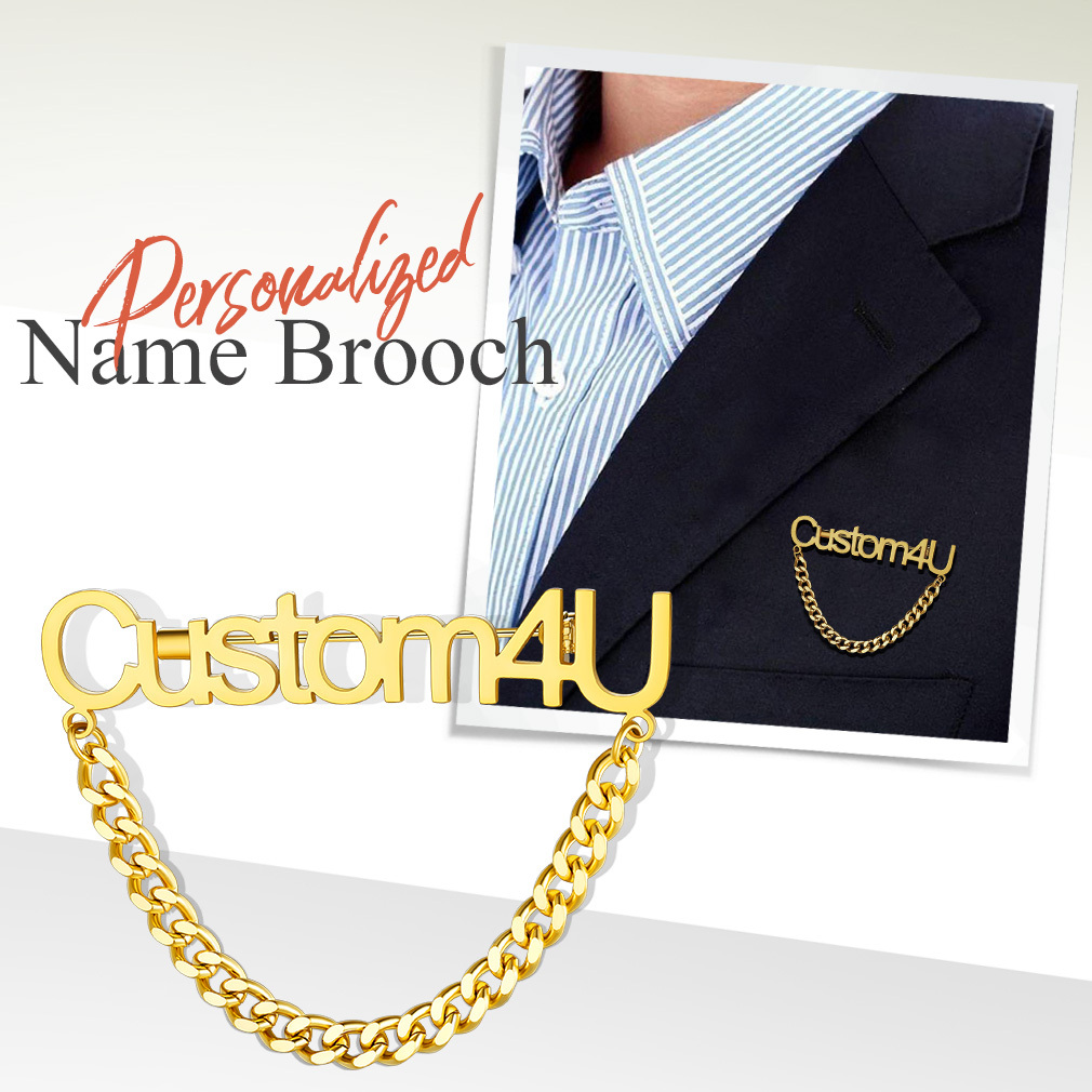 Broche en Acier Inoxydable avec Nom pour Cadeaux Unique