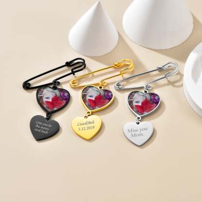 Broche en Cœur Personnalisée avec Photo - 1 à 3 Images Collection