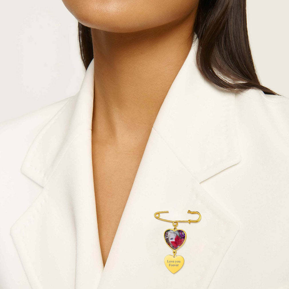 Broche en Cœur Personnalisée avec Photo 