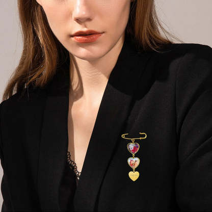 Broche en Cœur Personnalisée avec Photo 2 Images